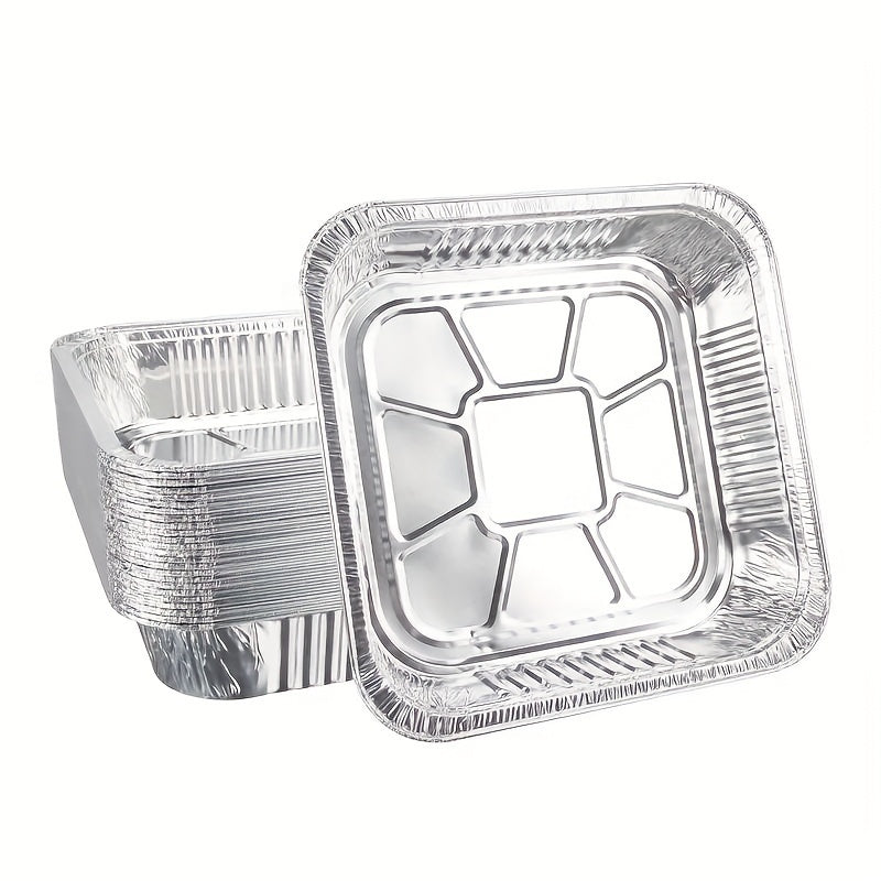 50-упаковка алюминиевых форм для выпечки, 20,57x20,57 см квадратные одноразовые тяжелые противни для выпечки тортов и хлеба, без химикатов, идеальная посуда для сервировки на Рождество, Хэллоуин, Пасху, Хануку и День Благодарения