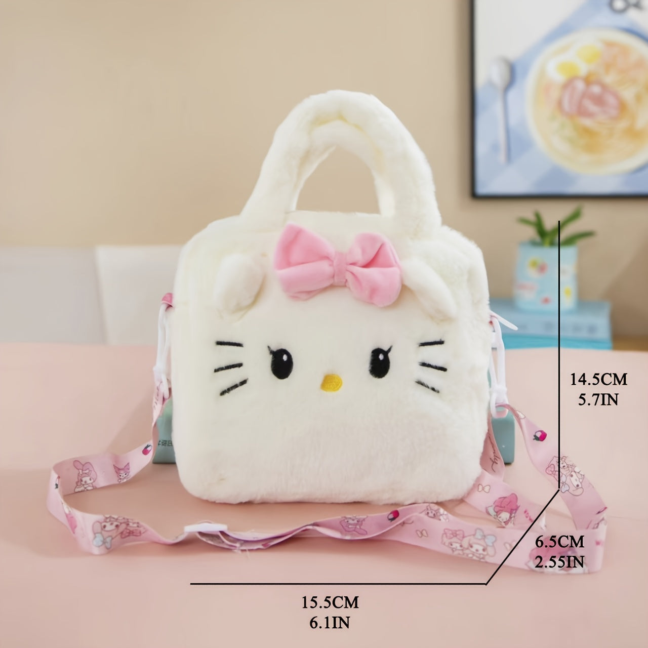 Plush Handbags for Kids Featuring Hello Kitty Kuromi and My Melody Shoulder Bag for Parties and Gifts