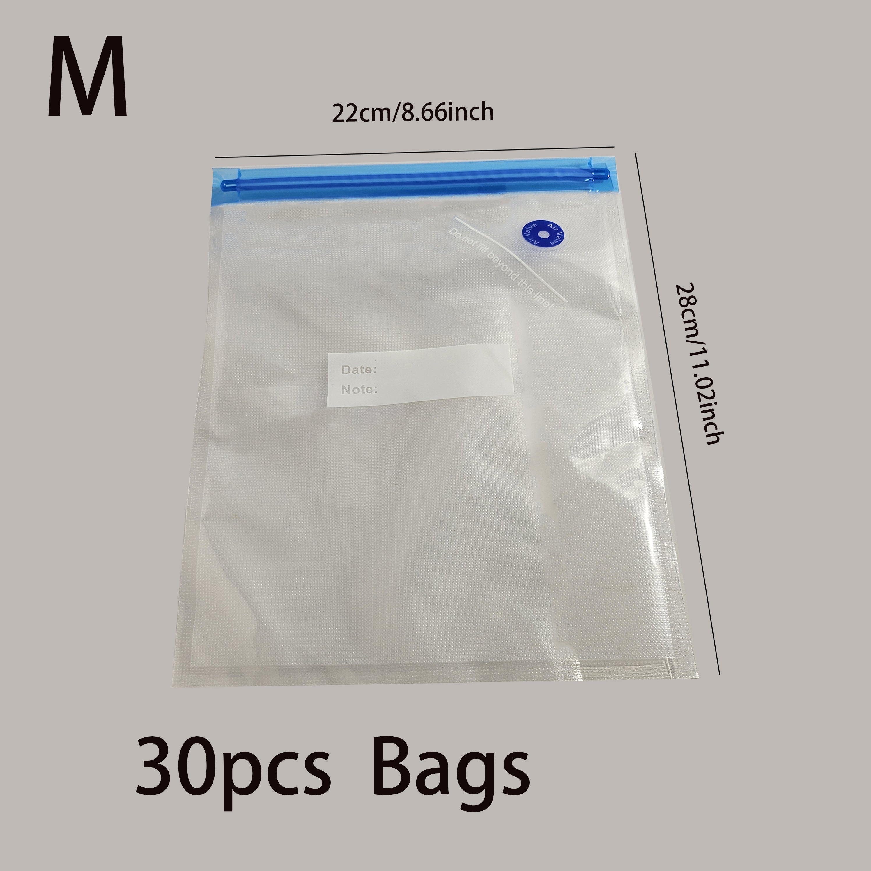 Vacuum Sealer Bags Set 30/50pcs Food Storage Large Medium Small Transparent PE