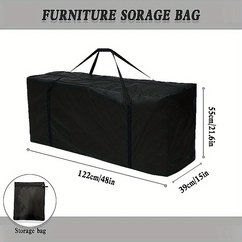 Outdoor Waterproof Cushion Storage Bag Heavy Duty 210D with Handle Black