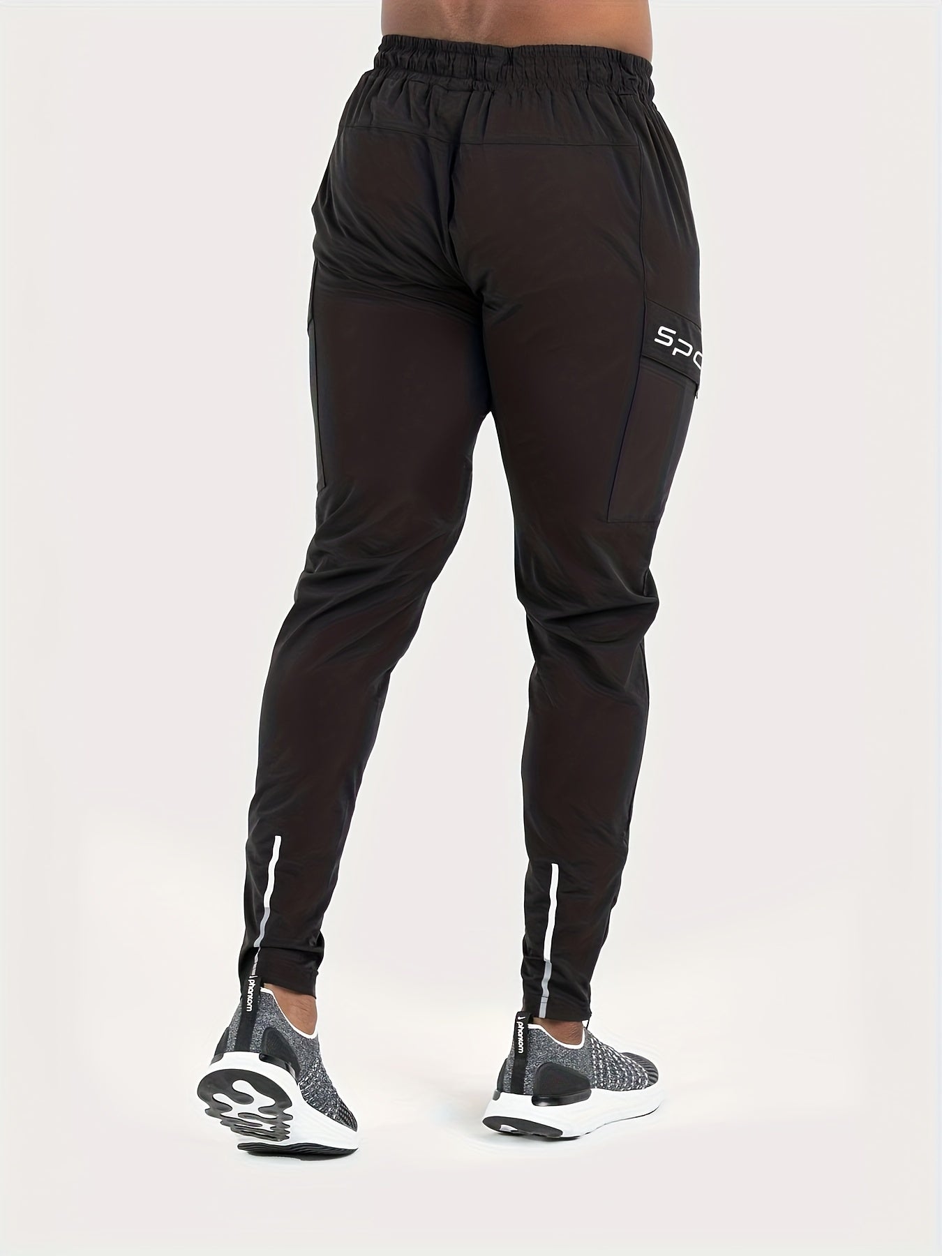 Men's Athletic Joggers with Drawstring Waist Polyester Elastane Regular Fit for Running Training Hiking