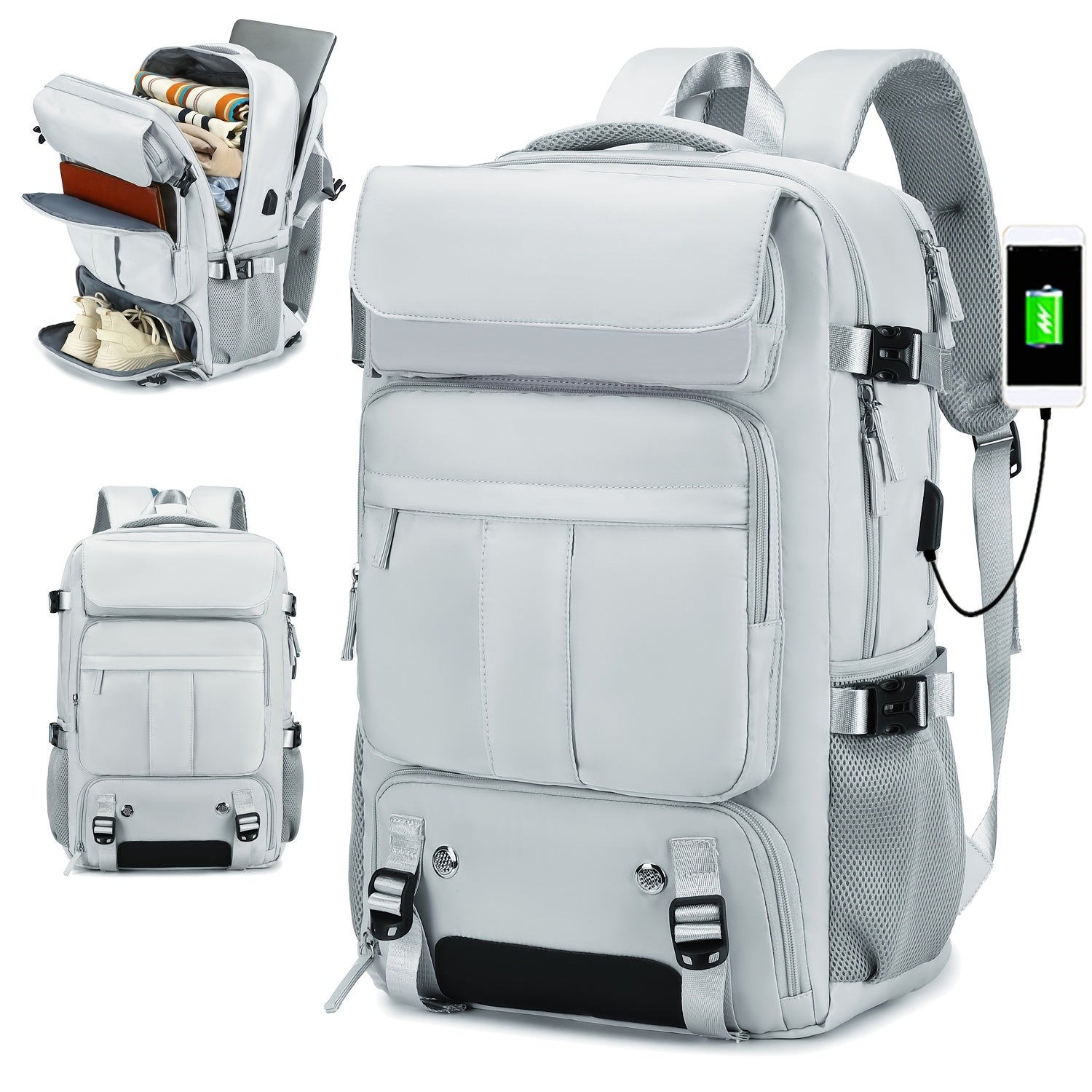 Travel Laptop Backpack with USB Port, Shoe Compartment, 15.6-Inch Sleeve for College Business School