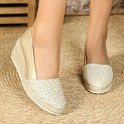 Women’s Casual Striped Wedge Heels with Spike Embellishments Synthetic Platform Shoes