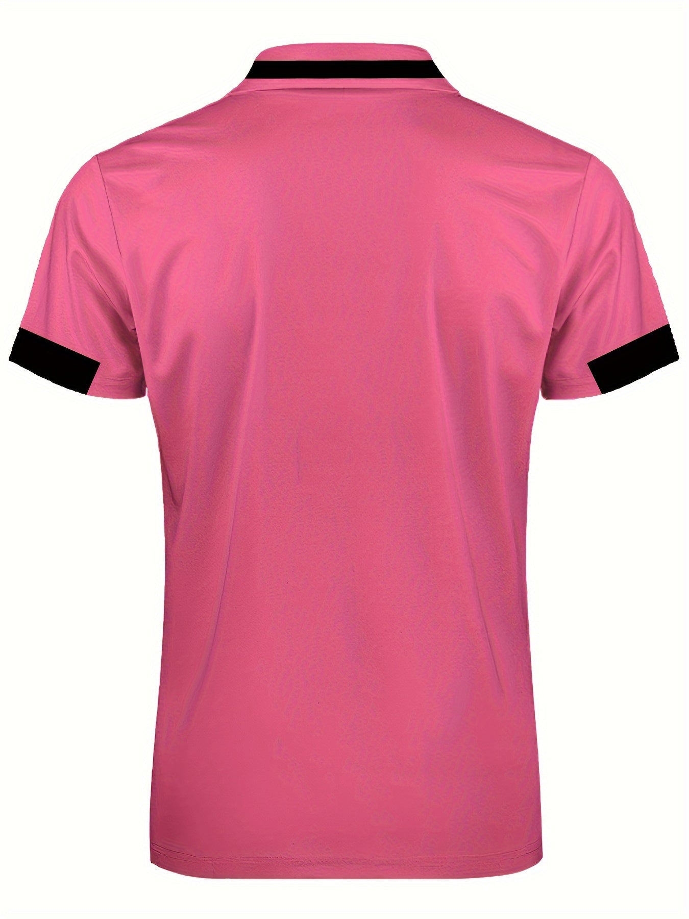 Мужская короткая ярко-розовая рубашка с черным и белым воротником для летних активностей на открытом воздухе