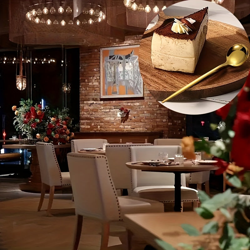 Set of 6/12 Gold-Tone Stainless Steel Dessert Spoons for Coffee Tea Beverages