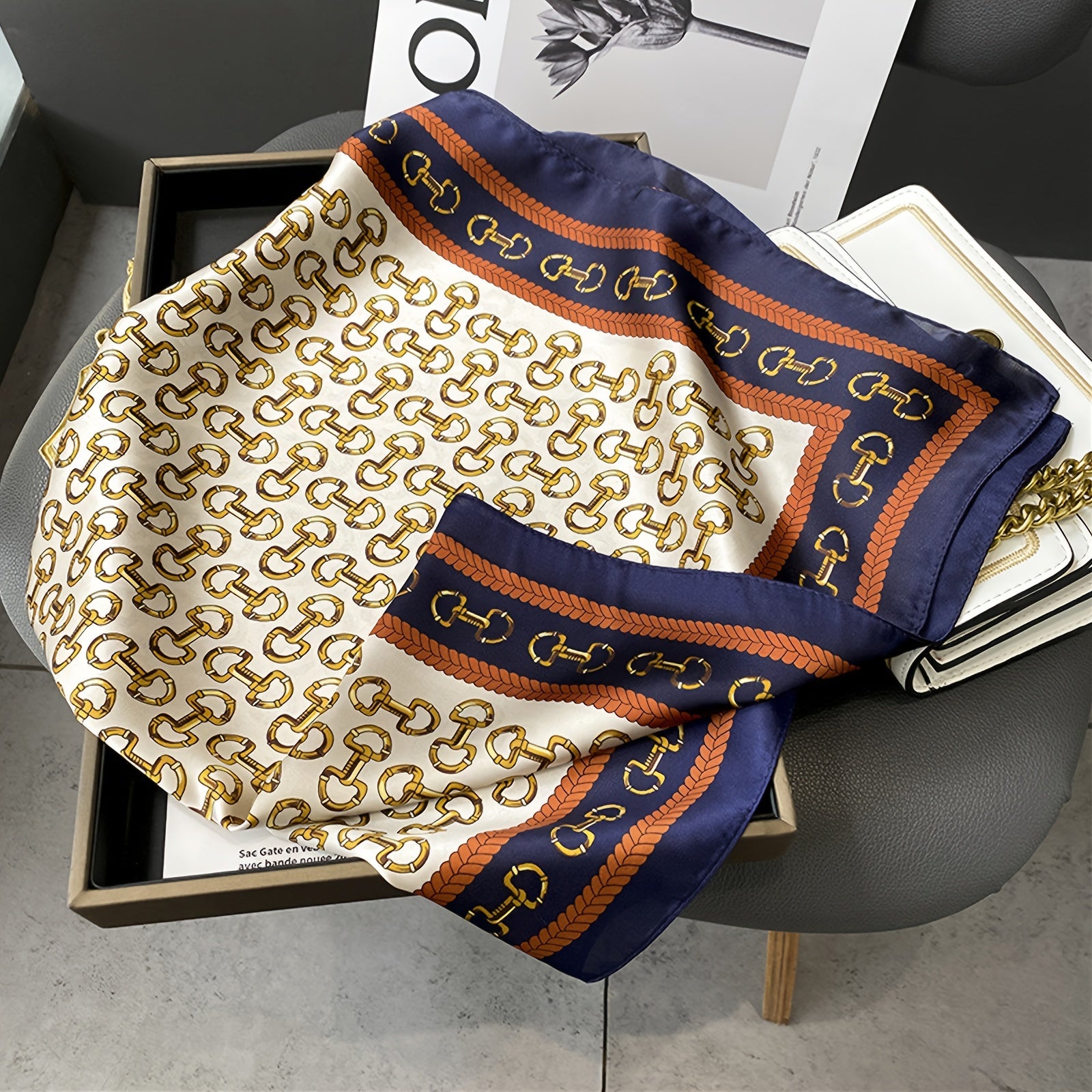 Women’s 70x70cm Polyester Square Scarf with Printed Design for Casual and All-Season Wear