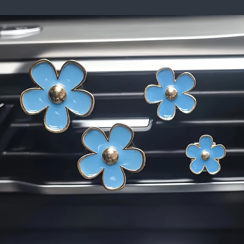 4pcs Alloy Daisy Car Ventilation Hole Perfume Diffuser Clips Interior Decoration