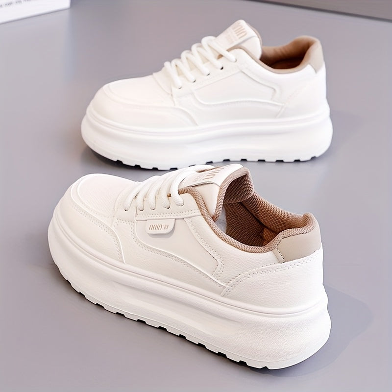 Women's Casual Sneakers Low Top Thick Sole Breathable Lace-Up All-Season