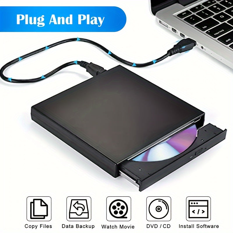 Внешний DVD-привод USB 2.0 портативный тонкий проигрыватель CD/DVD для ноутбука и настольного компьютера