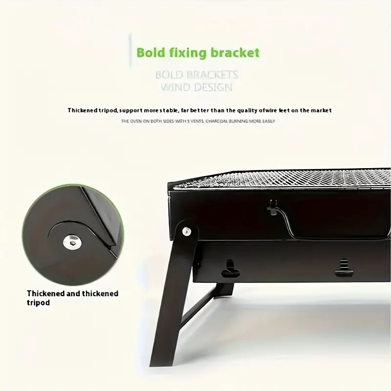 Portable foldable BBQ grill for camping picnics backyard outdoor cooking lightweight easy to store