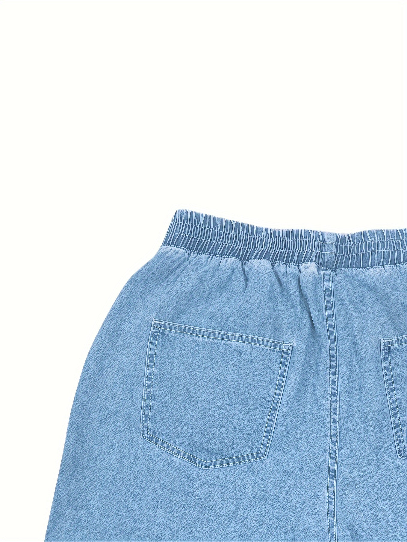 Plus Size Women's Denim Capris Elastic Waist Loose Fit Summer Casual Bermuda