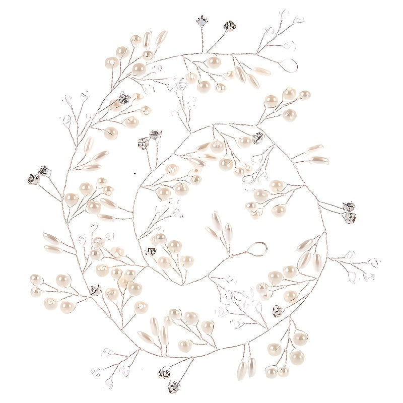 To'ylar uchun kelin bosh kiyimi, kristallar va sun'iy marjonlar bilan soch uzuklari, ayollar uchun aksessuarlar