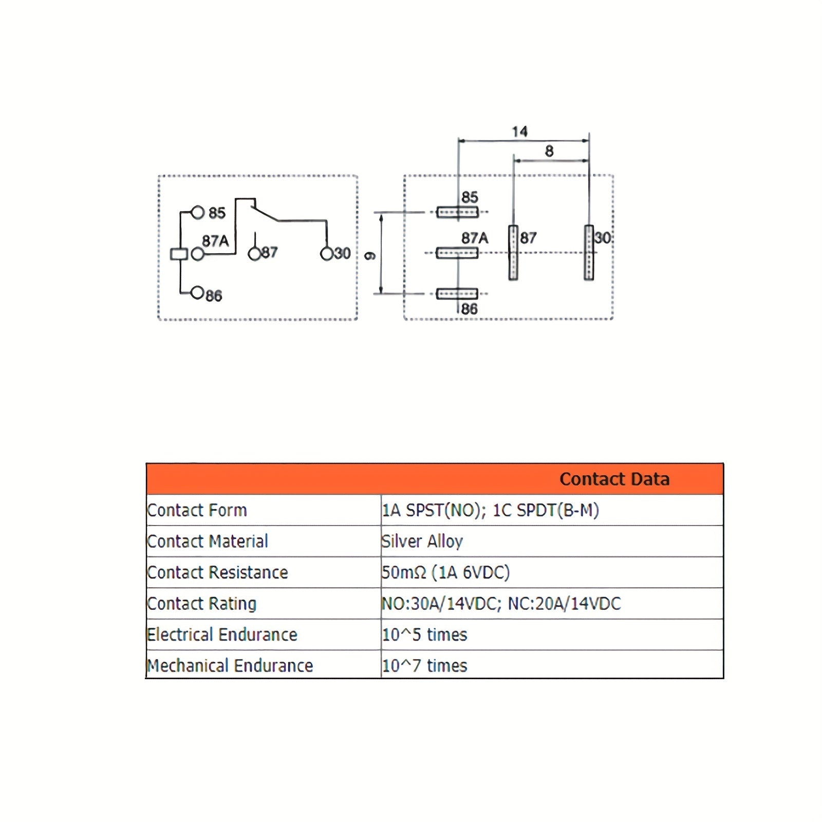 Universal 12V 30A Car Relay for High/Low Beams Air Conditioner Oil Pump