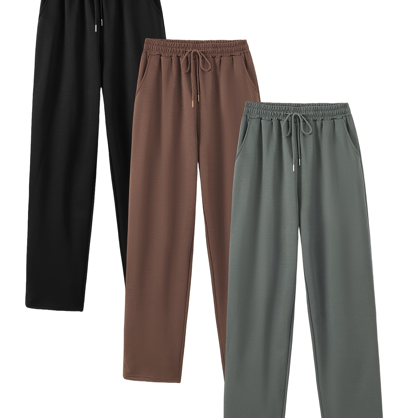 Women's Casual Joggers with Drawstring High Waist Pockets Solid Knit Fabric Spring Fall