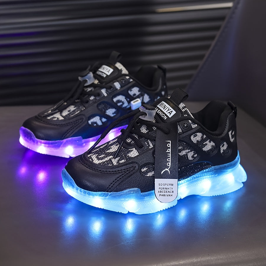 LED Sneakers for Kids and Adults Black White Blue Glow Breathable Comfortable Casual Shoes