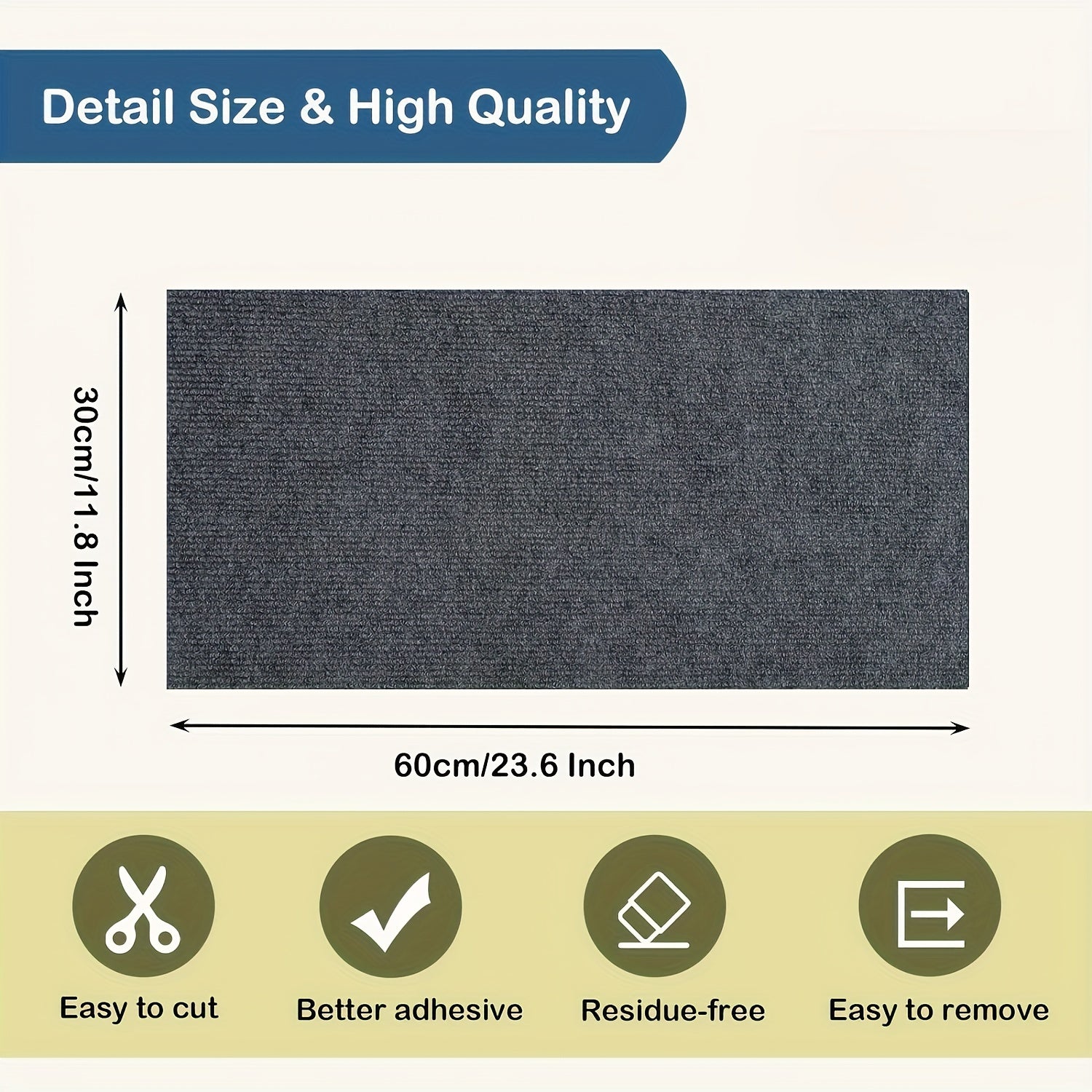 Self-Adhesive Cat Scratching Mat for Walls and Furniture Durable Polyester Fiber