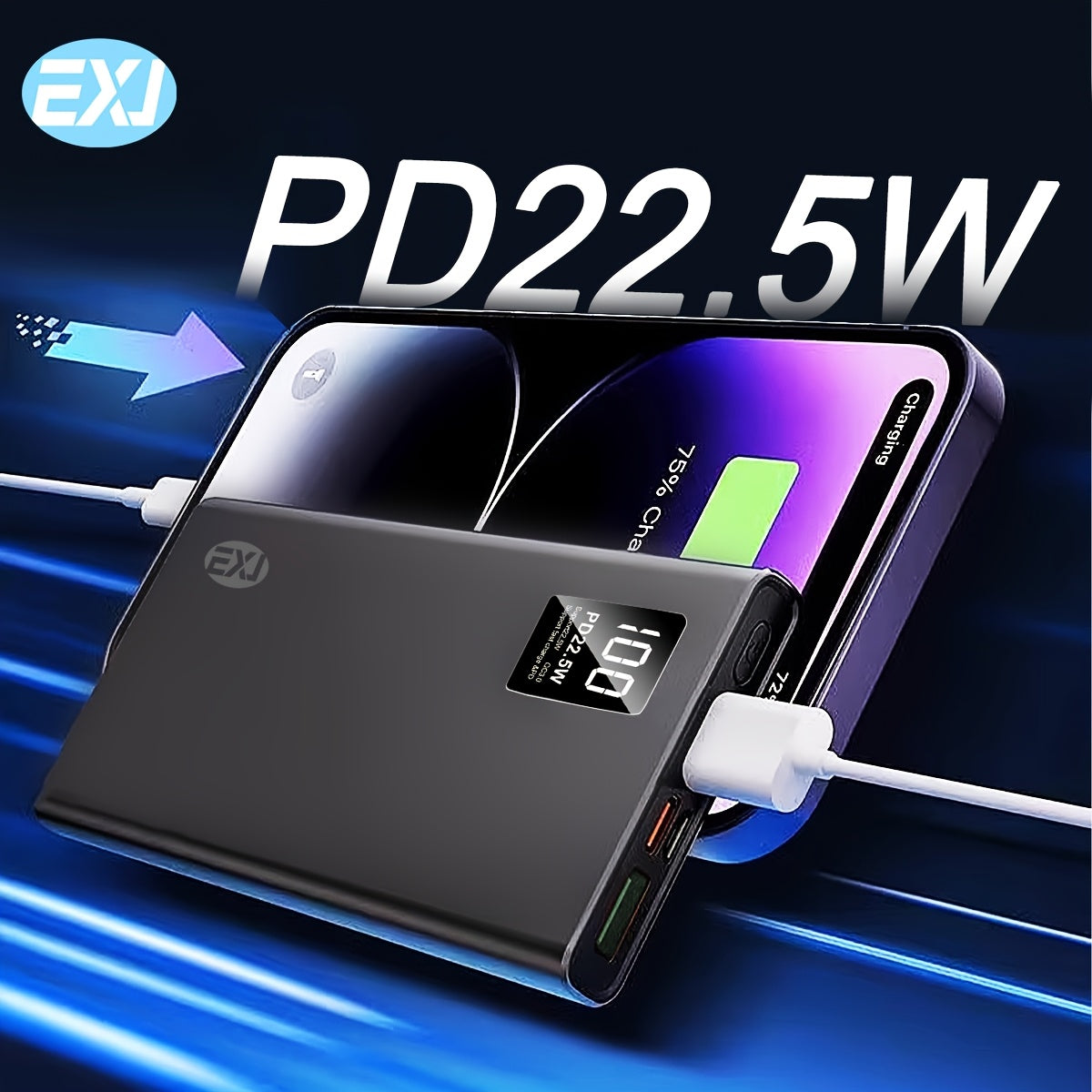 20000mAh Fast Charging Power Bank with 2 USB Type C Ports LED Display for iPhone Android Samsung S24