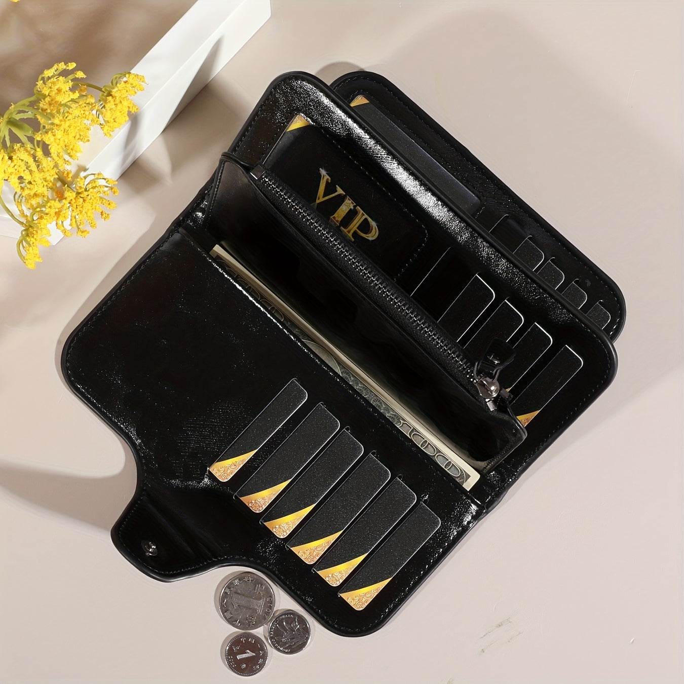 Billetera vintage para hombre con compartimentos con cremallera, tarjetero y monedero en rojo, negro o teal