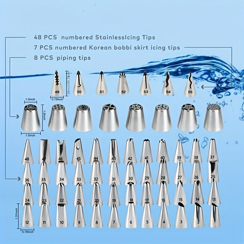 137-Piece Cake Decorating Kit with Turntable Piping Tips Pastry Bags for Beginners