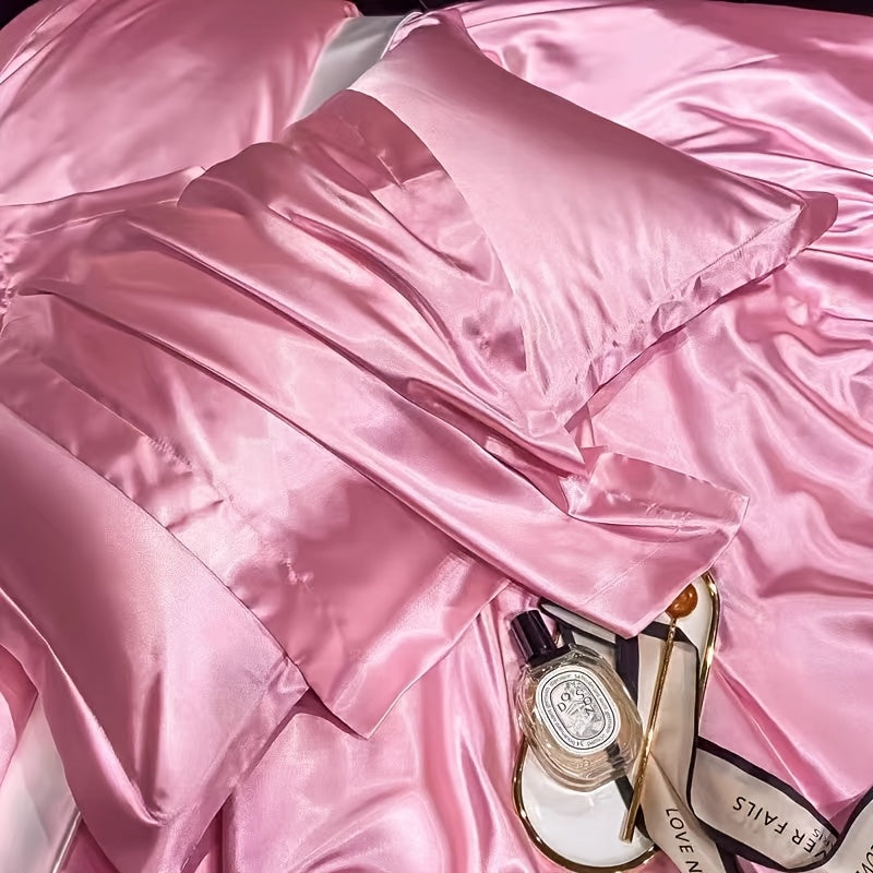 Set of 2 Mulberry Silk Pillowcases 25 Momme Satin Weave Hypoallergenic Solid Color