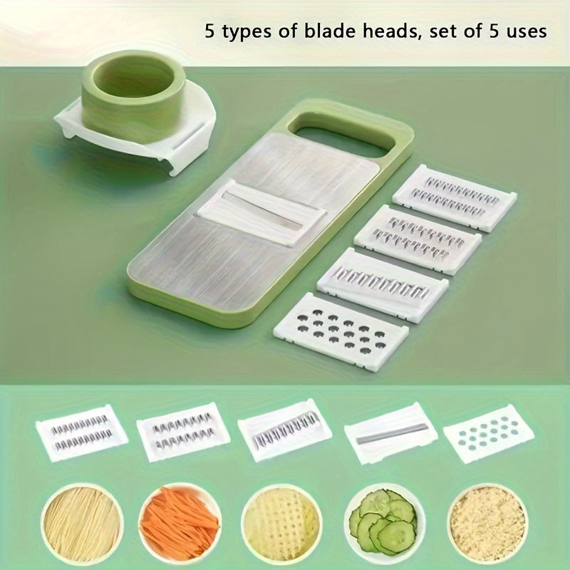 7-Piece Stainless Steel Vegetable Slicer and Grater Set with Replaceable Blades and Storage Container