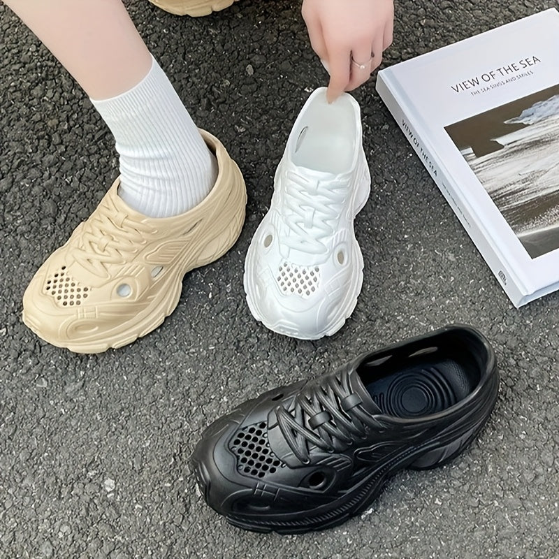 Women's EVA Platform Sneakers Black Beige Breathable Casual Running Shoes