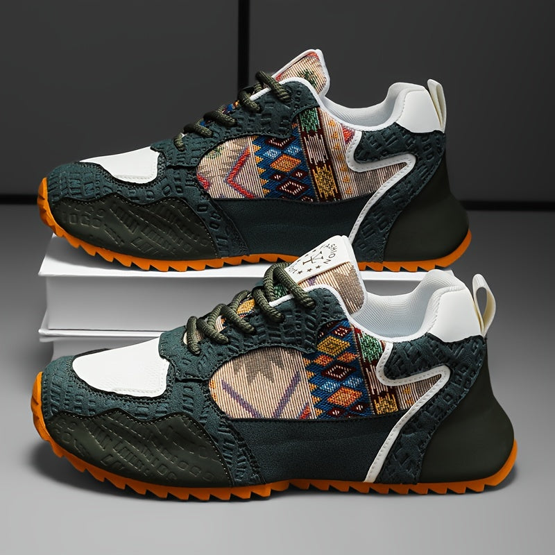 Men's Casual Lace-Up Sneakers All-Season PU Fabric Solid Color Low Top