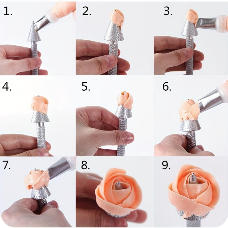 Tort va keklarni bezash uchun 5 ta zanglamaydigan po'latdan yasalgan gül petali pipping tiplari to'plami