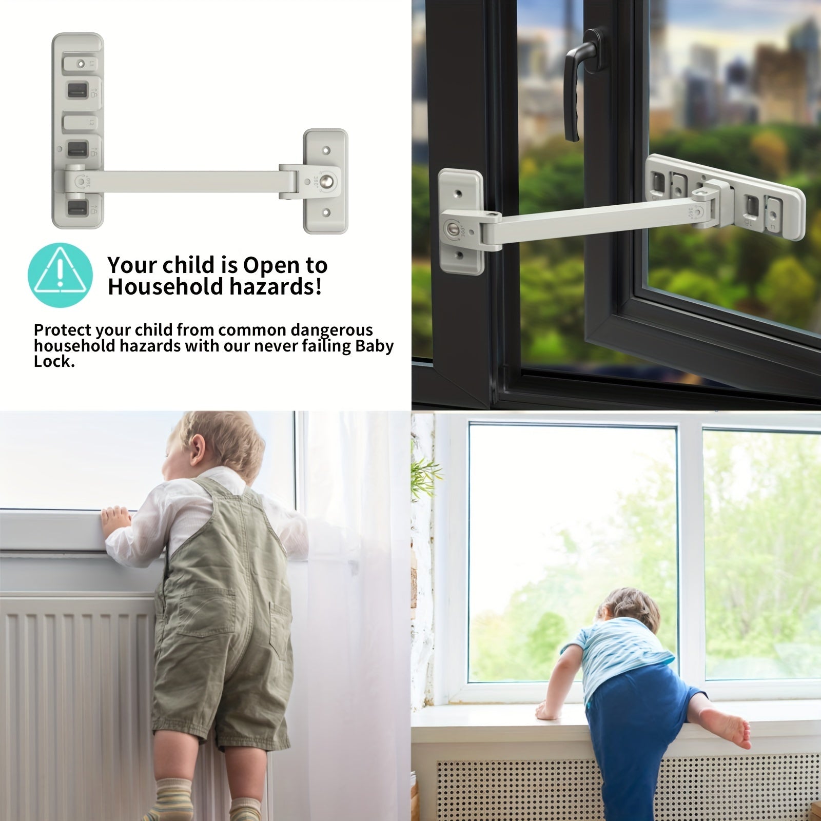 Child Safety Lock for Windows Baby and Pet Window Restraint Easy Installation