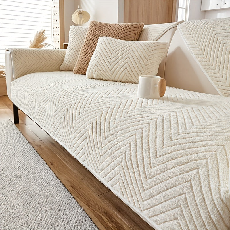 Zamonaviy plush divan qopqog'i, sirpanishga qarshi, itlarga mos, dog'larga chidamli polyester