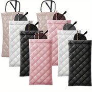 Unisex PU Leather Glasses Case Soft Interior Compact Quilted Black White Pink