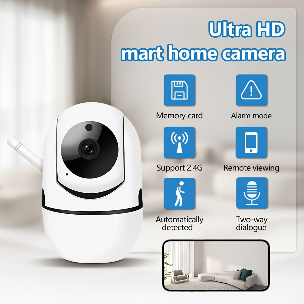 Cámara de seguridad HD 1080P para interior y exterior con PTZ, visión nocturna, detección de movimiento, audio bidireccional, Wi-Fi, compatible con smartphone