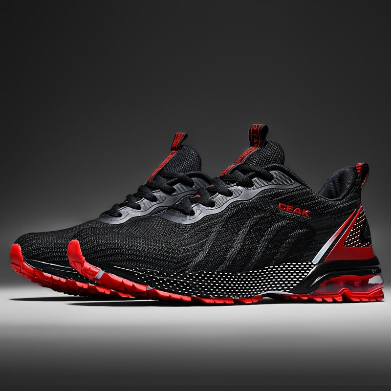 Men's Plus Size Athletic Running Shoes Black Red Breathable Knit Upper Durable EVA TPR Sole Casual Outdoor