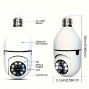 WiFi Light Bulb Security Camera 360° Pan/Tilt Two-Way Audio Cloud SD Storage White