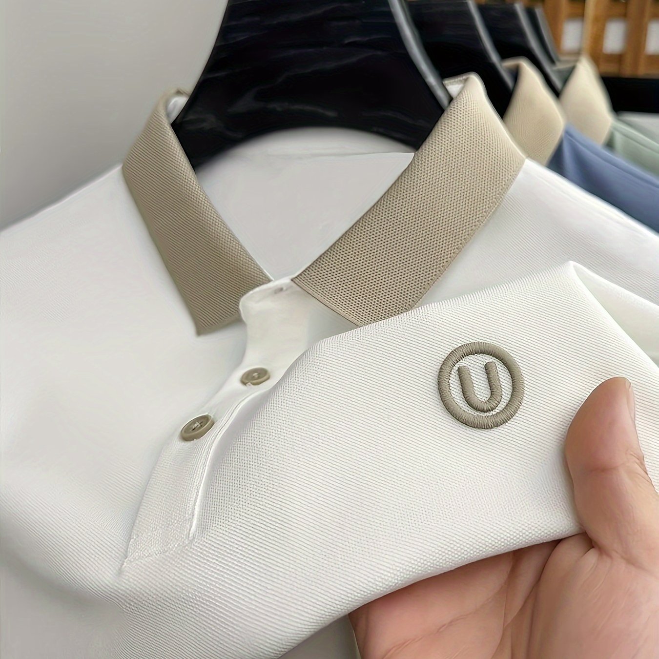 Men's Golf Shirt Short Sleeve Embroidered Polyester Casual Stretch