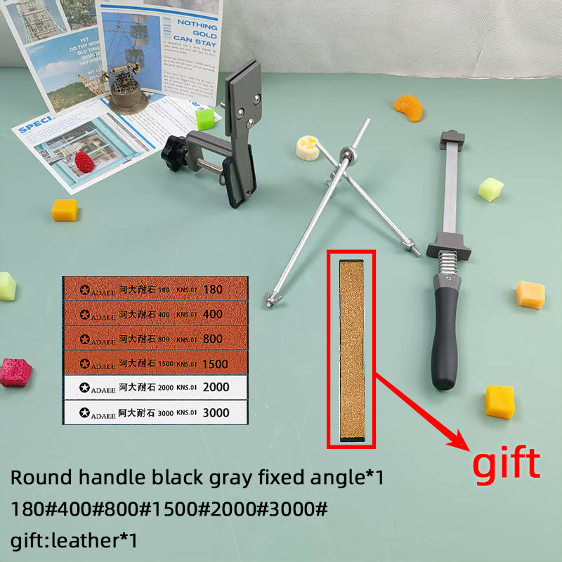 Dual Grit Angle Grinder Circular Handle Black Gray Fixed Angle Sharpener for Kitchen Outdoor Use