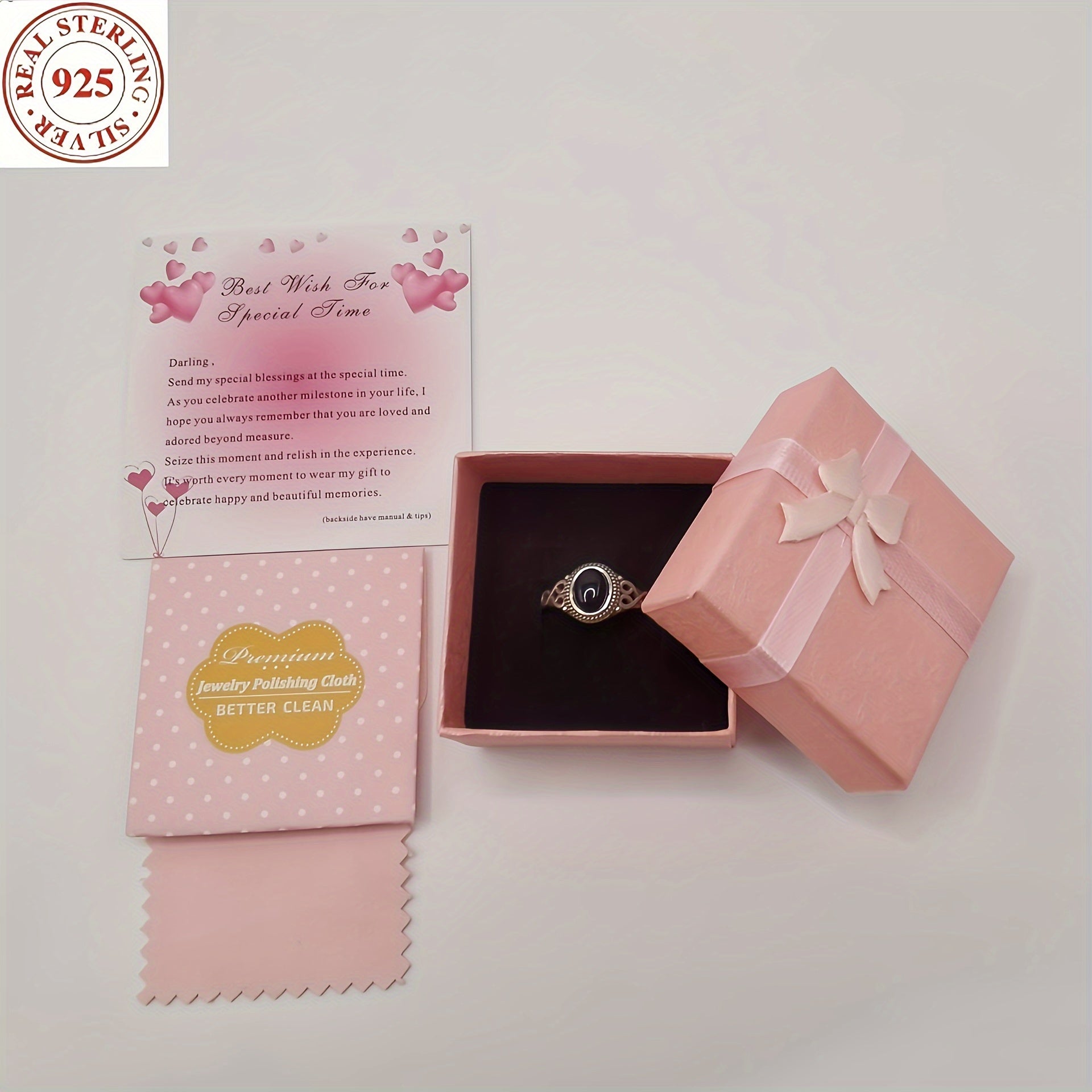 Sterling Silver Vintage Black Onyx Ring for Women Fashion Jewelry All-Season