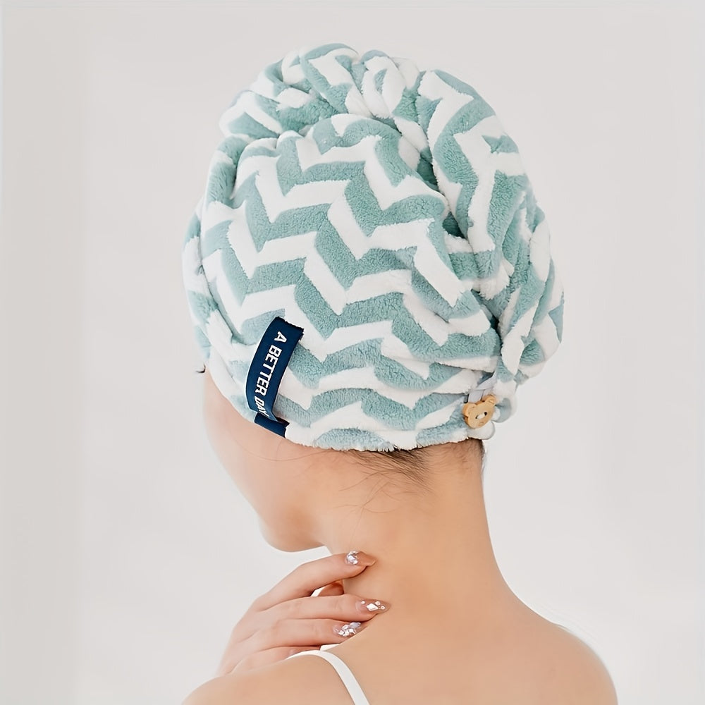 Striped Quick-Dry Headscarf Hair Towel Wrap Soft Bathroom Accessory