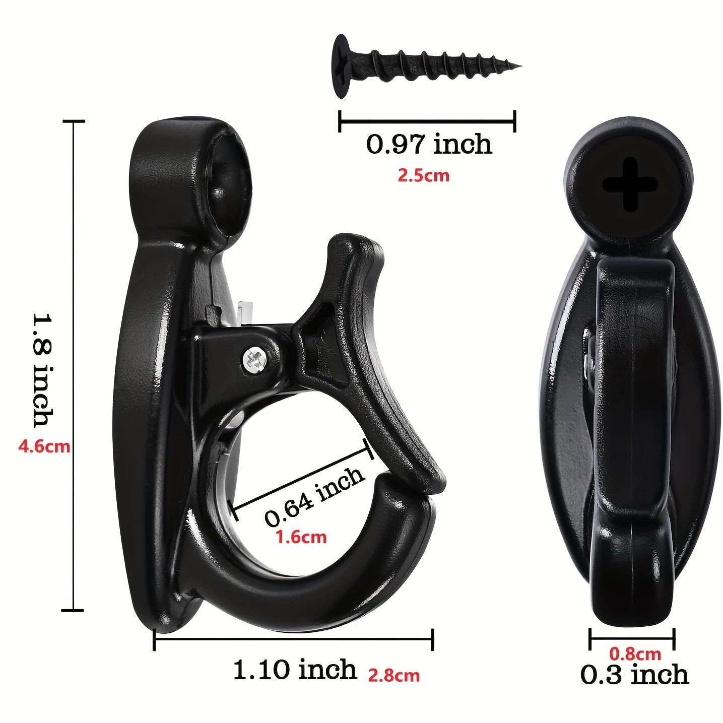 10Pcs Black Screw-In Hooks for Hanging Lights Plants Wind Chimes