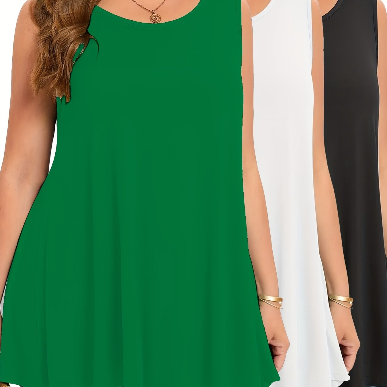 Женские майки без рукавов, упаковка из 3 штук, однотонные, эластичные, удобные, повседневные