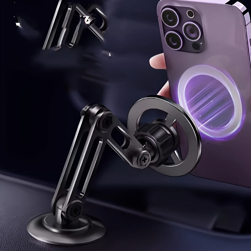 Alüminiy alloy magnitli avtomobil telefon tutqichlari, bukiladigan, 360° buriladigan panelga o'rnatish uchun nano yopishqoq bilan