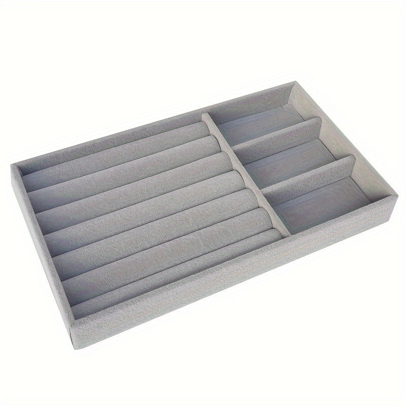 Flannel Jewelry Organizer Tray with Stackable Drawer Dividers for Earrings Necklaces and Bracelets