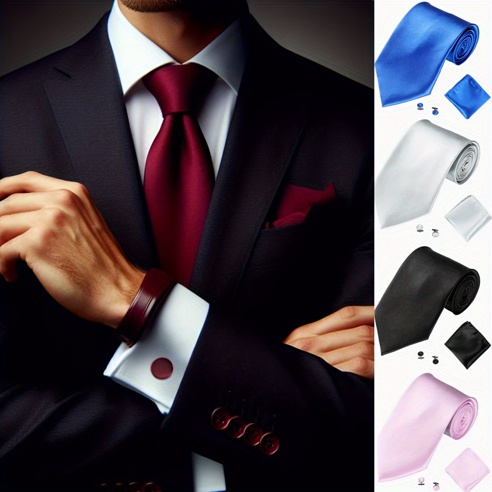 Men's Solid Color Ties Set Black Red Blue for Business Weddings Gifts