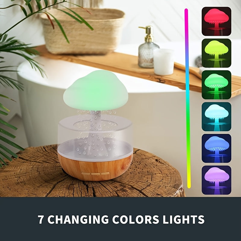 Creative Raindrop Humidifier with USB Battery and Rainbow Light Air Diffuser