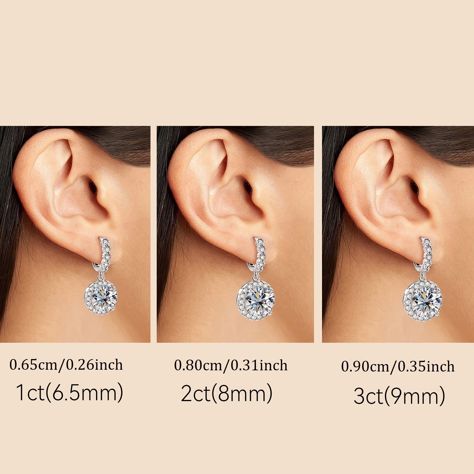 Sterling Silver Hoop Earrings with Synthetic Moissanite in 14K Gold Plating for Wedding Party Holiday