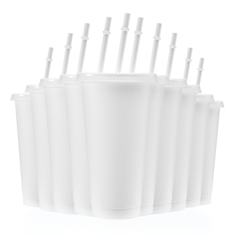 10-Pack 24oz BPA-Free Plastic Tumbler Cups with Lids and Straws for Travel and Parties