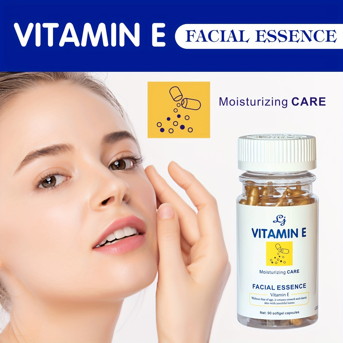 Suero facial de vitamina E para todo tipo de piel 90 cápsulas Hidratante Reafirmante Suavizante