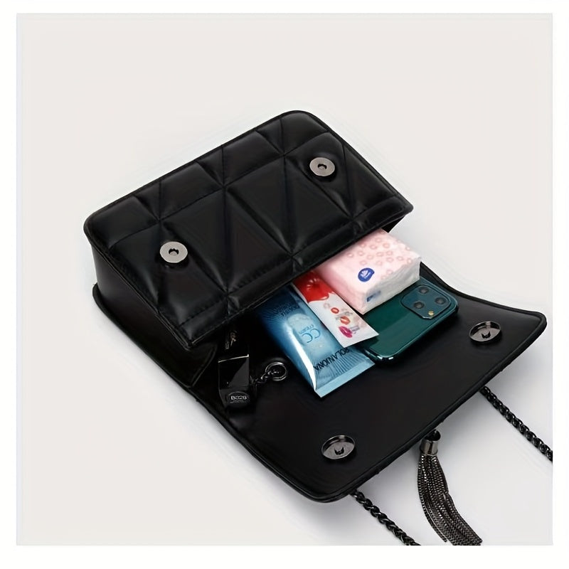 Urban Tartan Embroidered Messenger Bag with Tassel and Magnet Closure