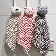 Chenille Bath Towel with Quick-Dry, Cartoon Design, Loop for Bathroom