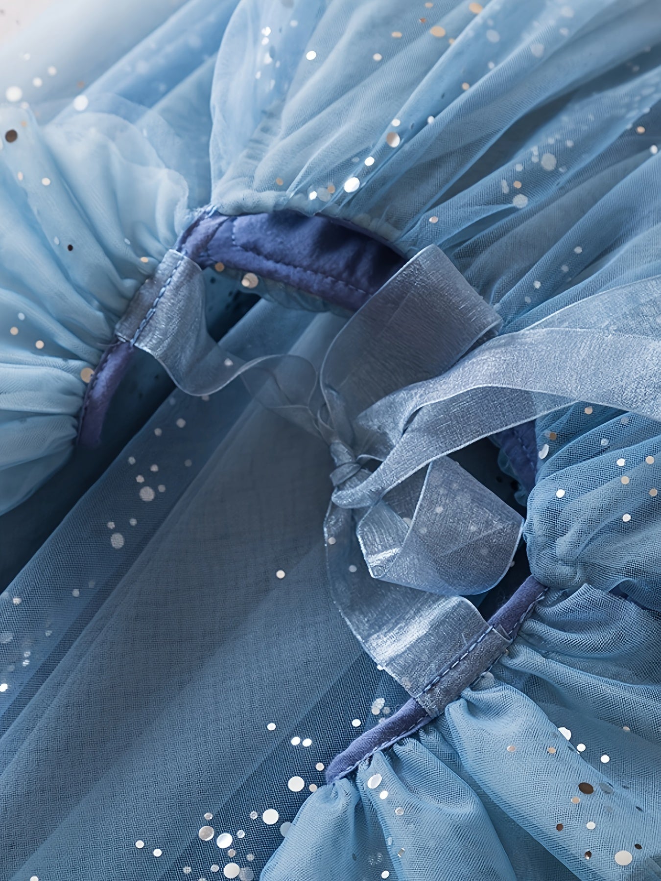 Летнее платье-принцесса с тюлевой звездным небом для девочек старше 3 лет с оборками